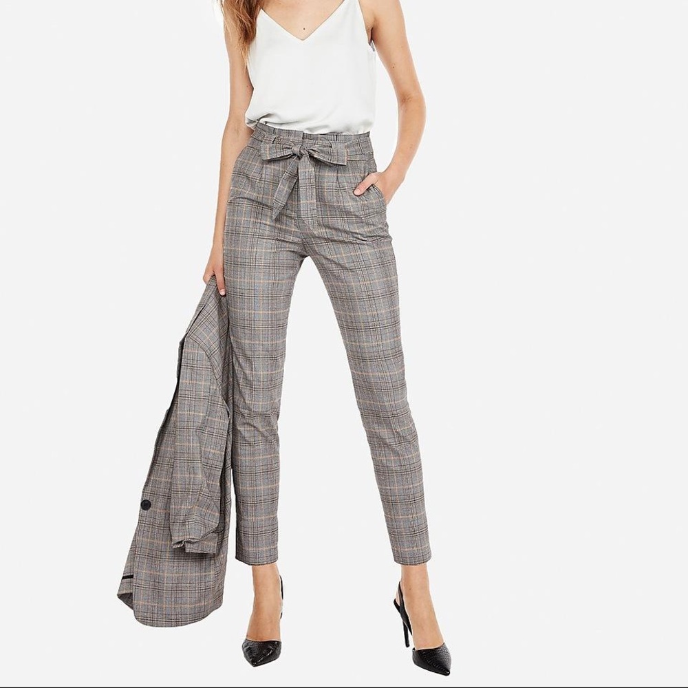 High waisted paper-bag pants